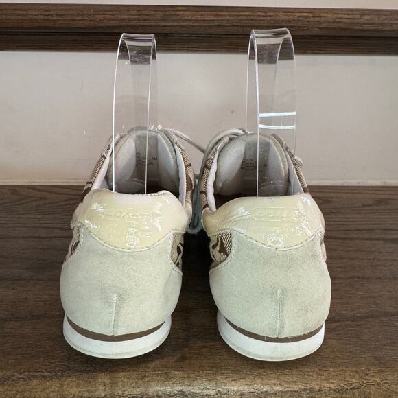 Coach Katelyn Tan and White Signature sneakers Women's size 5 - Picture 5 of 8